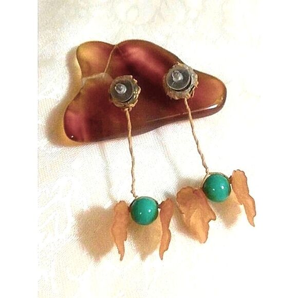 Hanging grapes on VINE DROP EARRINGS  HANDMADE - Picture 3 of 9